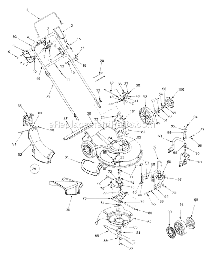Page B Diagram and Parts List for 2003 Yard Man Lawn Mower